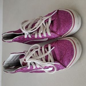 Girls High Top Pink Glitter Vans